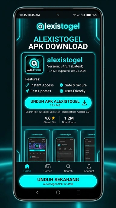 Tampilan halaman APK alexistogel