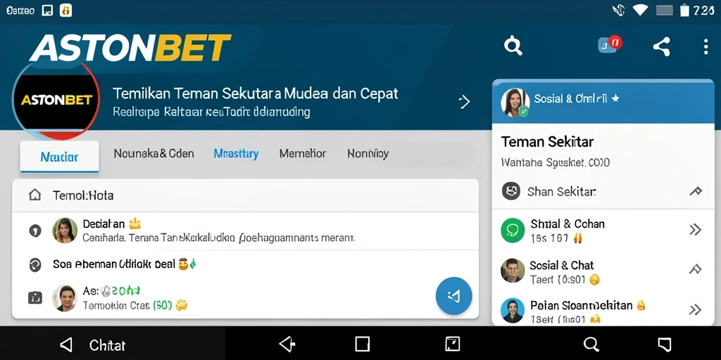 Tampilan antarmuka utama ASTONBET untuk mencari teman sekitar.