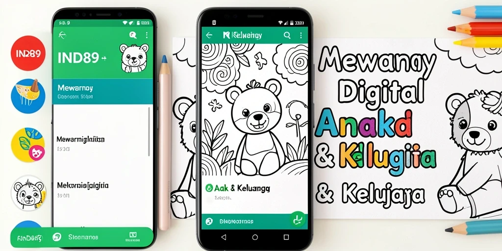 Tampilan antarmuka aplikasi Mewarnai Digital IND89 yang cerah dan menarik.