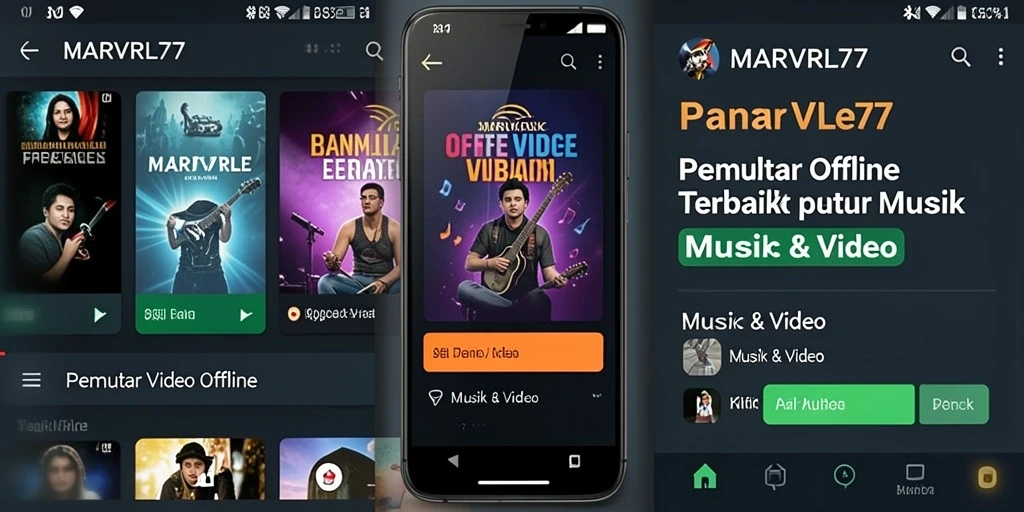 Antarmuka menarik MARVRL77 untuk Pemutar Video Offline.