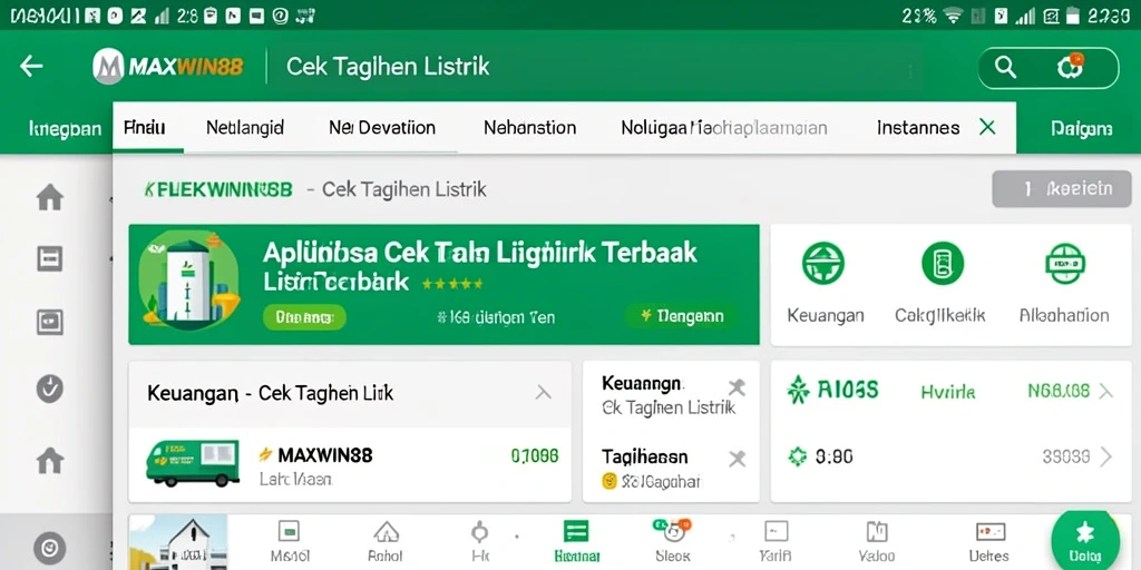 Antarmuka aplikasi MAXWIN88 untuk cek tagihan listrik yang mudah digunakan.